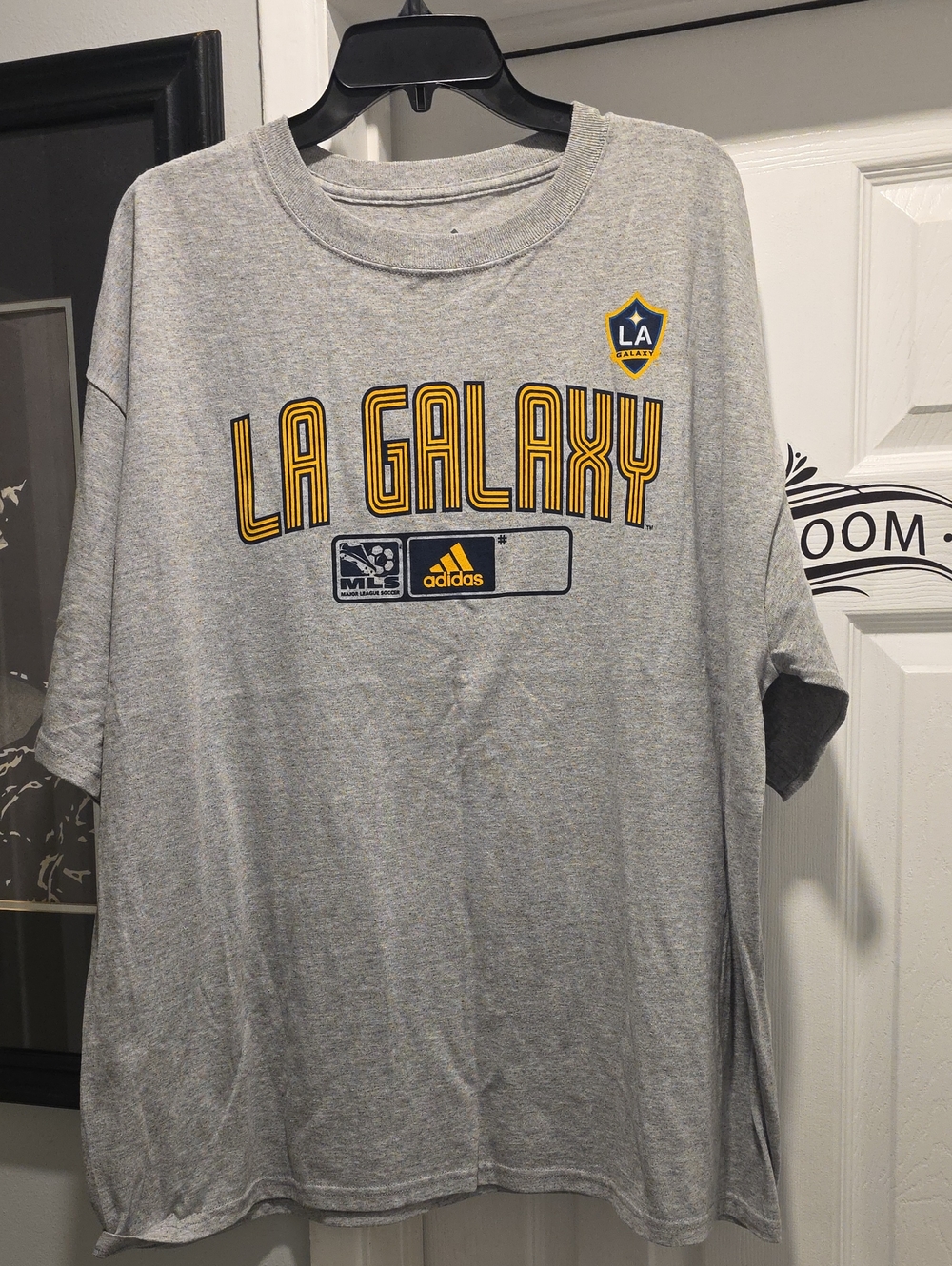 adidas Gray LA Galaxy Graphic Tee with Yellow Accents